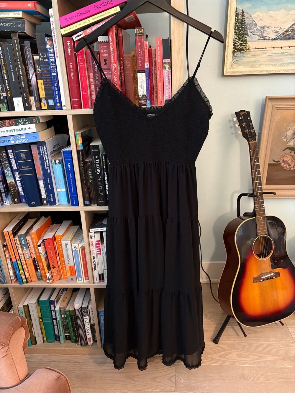 Wilfred Black Tiered Spaghetti-Strap Maxi Dress